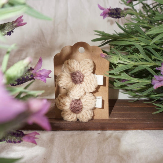 Knitted Flower Hair Clips